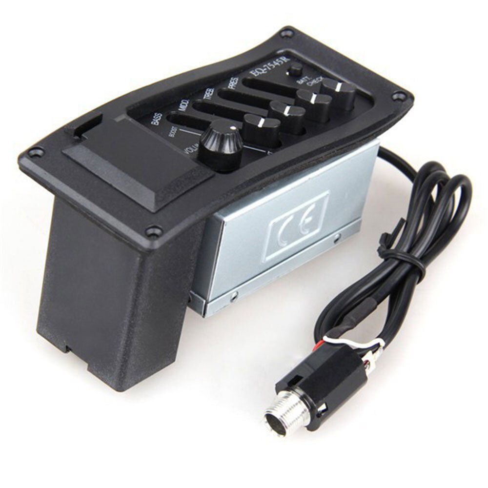 4 Band Gitaar Pickup Eq 7545R Akoestische Gitaar Voorversterker Versterker Equalizer Tuner 2.5Mm Plug