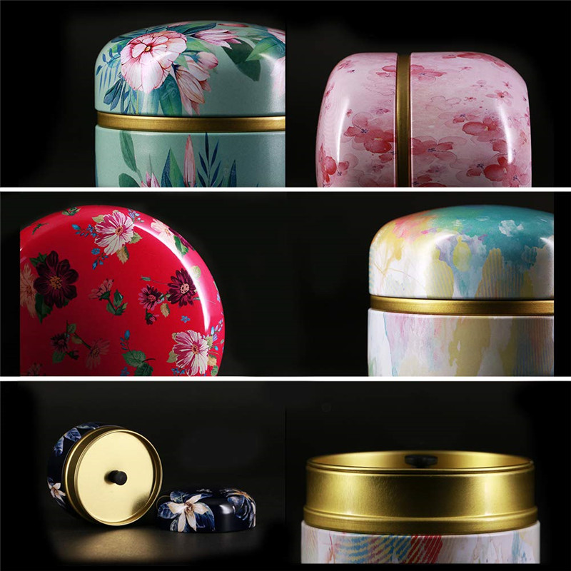 Japanse stijl ronde metalen theebussen blikken theedoos theepot mini koffiepoeder matcha snoep koekjes opbergdozen blikken theeservies