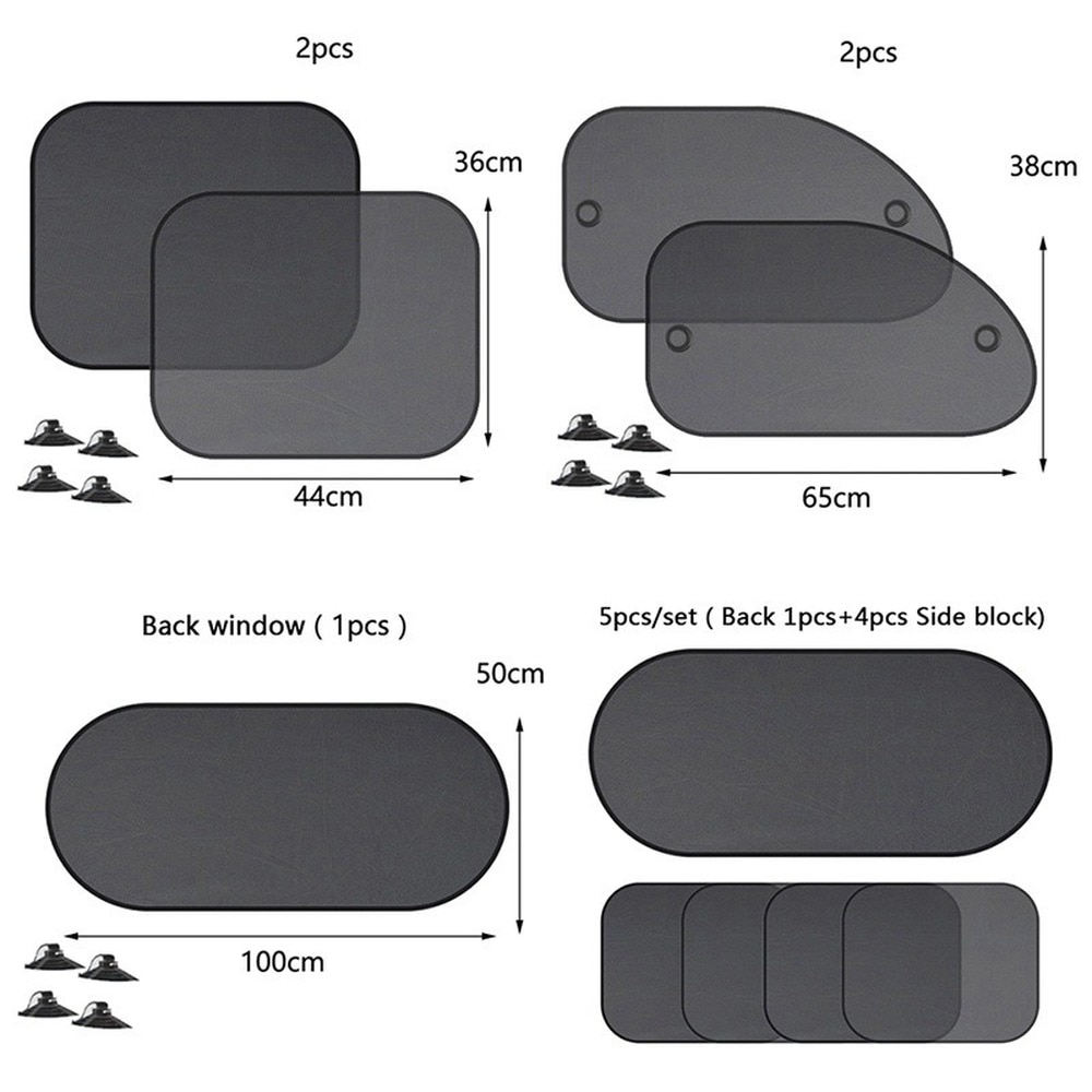 1/2/5pcs Car Window Sun Shades Cover Anti-UV Mesh Shade Curtain Protector