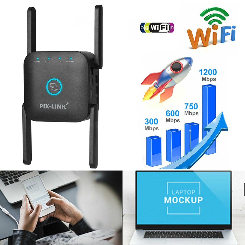 Bezprzewodowy wzmacniacz sygnału WiFi wzmacniacz sygnału Wi-Fi 1200 mb/s wzmacniacz Wi-Fi daleki zasięg wzmacniacz sygnału Wifi podwójny anteny zewnętrzne daleki zasięg