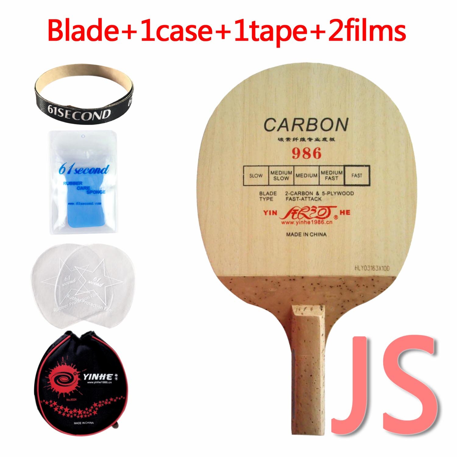 Galaxy Milky Way Yinhe 986 Carbon Fast-Attack Table Tennis Blade Japanese penhold for PingPong Racket: JS with YBM case