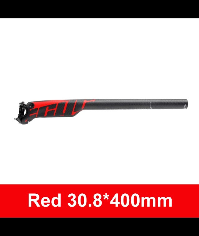 Bike Full Carbon Fiber Seat Post MTB Mountain Bike Road Bicycle Ultralight Seat Tube 27.2/30.9/31.6mm*350mm/400mm Bike Seatpost: 30.8x400mm Red