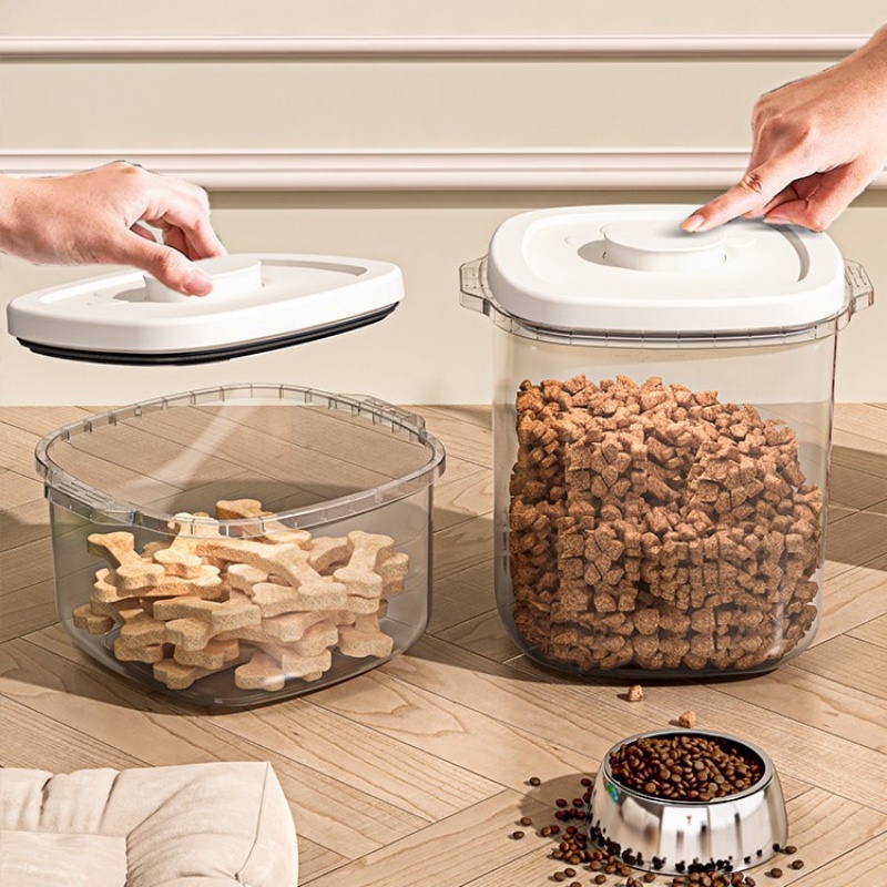 Conteneur hermétique de stockage des aliments pour animaux de compagnie, céréales pour chats et chiens, grande capacité, résistant à l'humidité, réservoir scellé, bac de stockage sous vide pour aliments pour animaux de compagnie