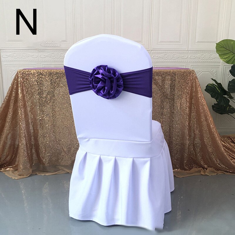 Elastische Polyester Stoel Band Bow Sash Stretch Stoel Sjerp Band Met Grote Bloem Voor Banket Hotel Bruiloft Verjaardag Party Decoratio: N