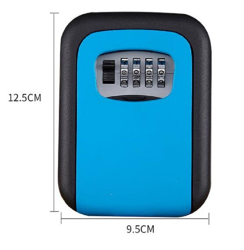 Wall Mounted Key Storage Organizer Boxes with 4 Digit Combination Lock Spare Keys Organizer Boxes Metal Secret Safe Box: blue