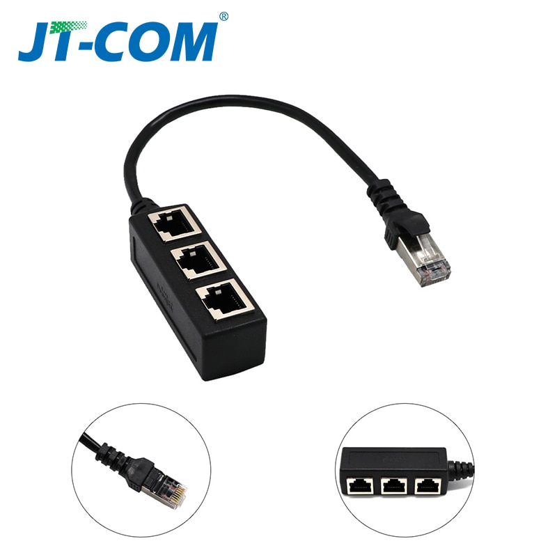 RJ45 Splitter Ethernet Network RJ45 1 Male to 3 Female Connector Adapter Networking Extension Cable Adapter Network Plug