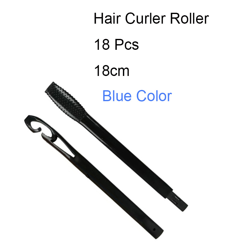 18Pcs Styling Tools Woman Hair Curler Spiral Ringlets Rollers Physical Shaping Long Hair DIY Manual Divider Supplies: Blue 18 pcs roller