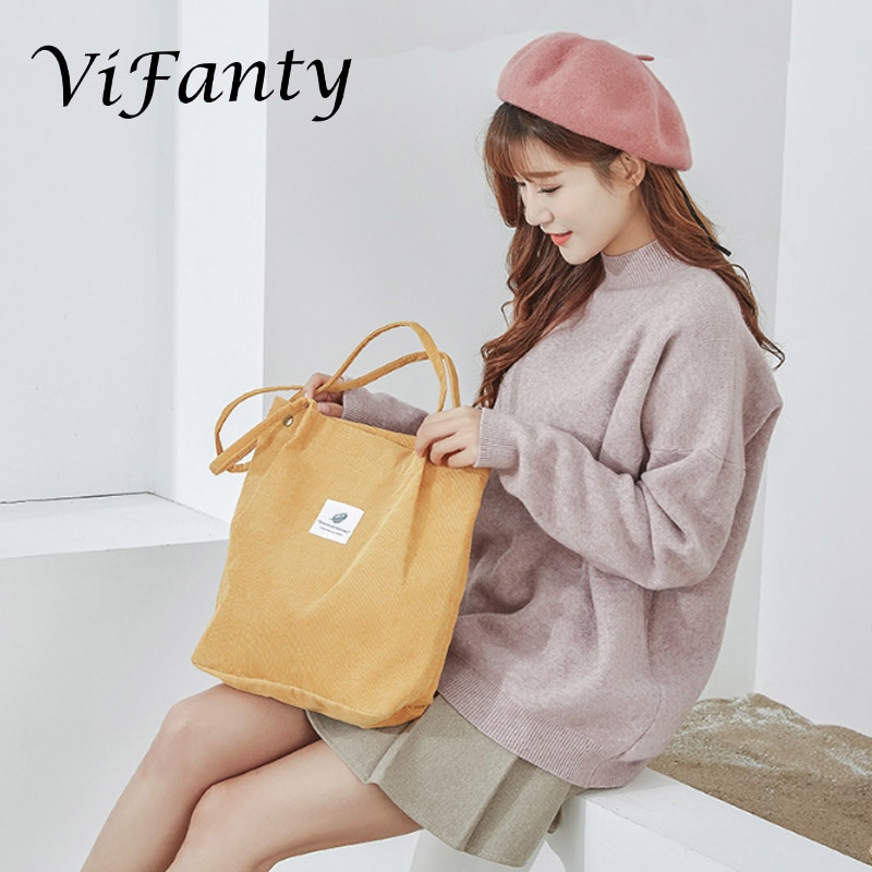 Corduroy Tote Tas Voor Vrouwen Meisjes Kids Schoudertas Met Binnenzak Voor Werk Strand Lunch Reizen En Winkelen Kruidenier