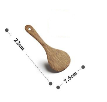 Cuchara de madera Natural para sopa, tenedor grande, cuchara para servir ensalada, conjunto de tenedor de mango largo, vajilla de madera, utensilios de cocina: 22cm