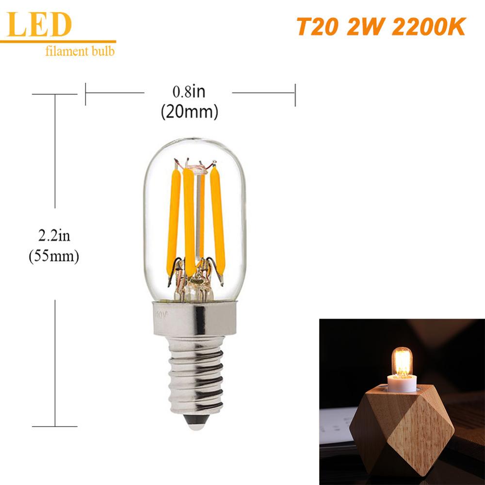 Grensk  t20 led glødetrådspære  g9 led 1w 2w e12 e14 110v 220v varm 2200k varm hvid 2700k dæmpbare lysekrone led vintage lys: T20 2w 2200k / E14 220v-240v