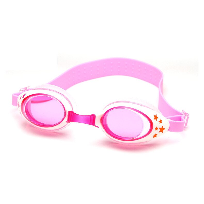 Svømmebriller børn drenge piger anti tåge pool børn tegneserie vandtæt svømmebriller silikone dykkerbriller: Lyserød