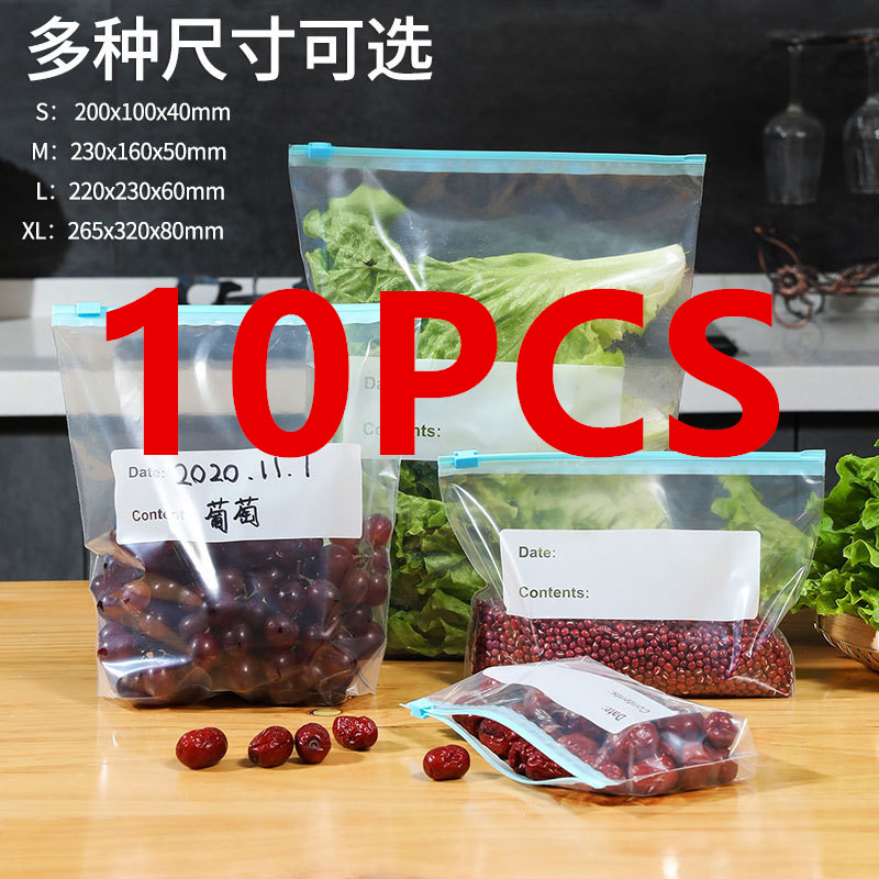 Genanvendelige opbevaringsposer til opbevaring af fødevarer, forseglet pose til køkkenkøleskab, poser med lynlås, gennemsigtige opbevaringsposer: Rød