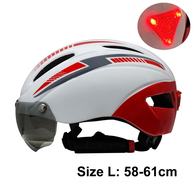 Fietshelm Mannen Vrouwen Led Licht Helm Weg Berg Magnetische Lens Fietshelm Voor Fietsen Sport Skateboard Scooter: Marineblauw