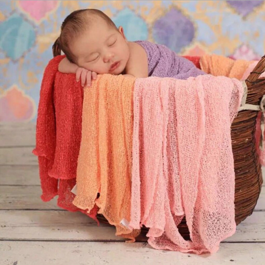 Offre spéciale bébé photographie accessoires couverture enveloppes Stretch tricot enveloppement -né Photo enveloppes accessoires en tissu