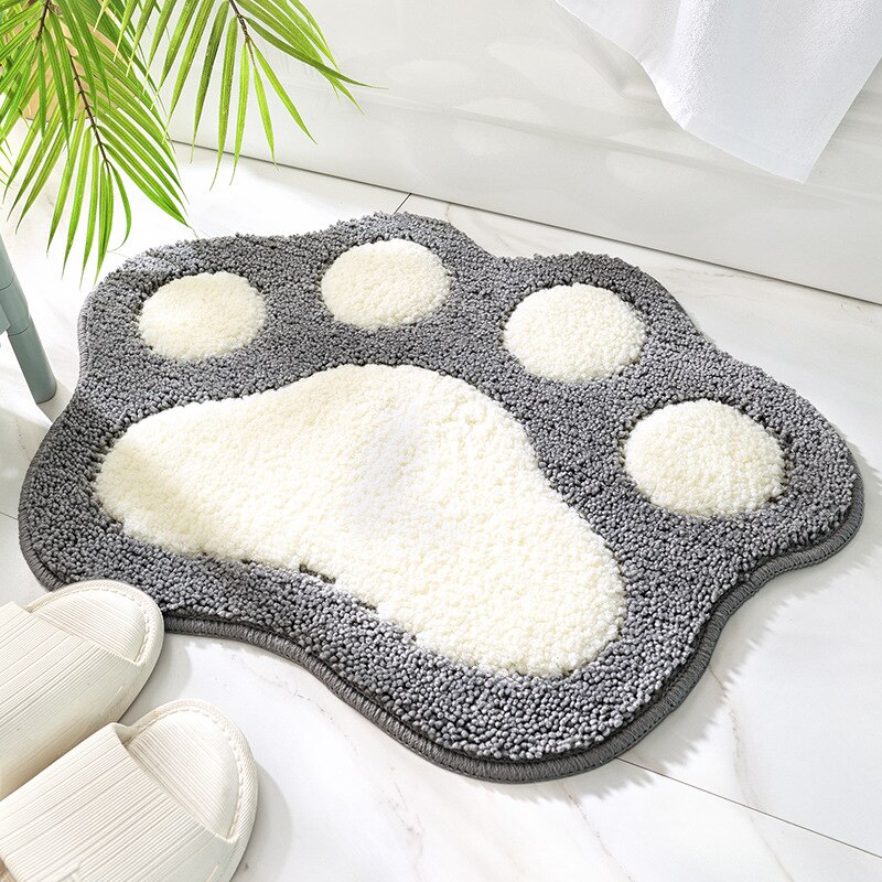 Tegneserie fodform bademåtte badeværelsesdør absorberende fodmåtte skridsikker mikrofiber badeværelsestæppe maskinvaskbart badetæppe: Grå
