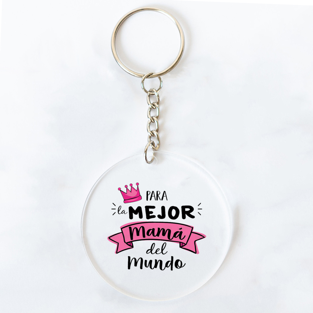 Best Mom in The World Spanish Printed Key Chains Keychain Acrylic Keyring Mama Key Ring Mother's Day Birthady for Mother: plum