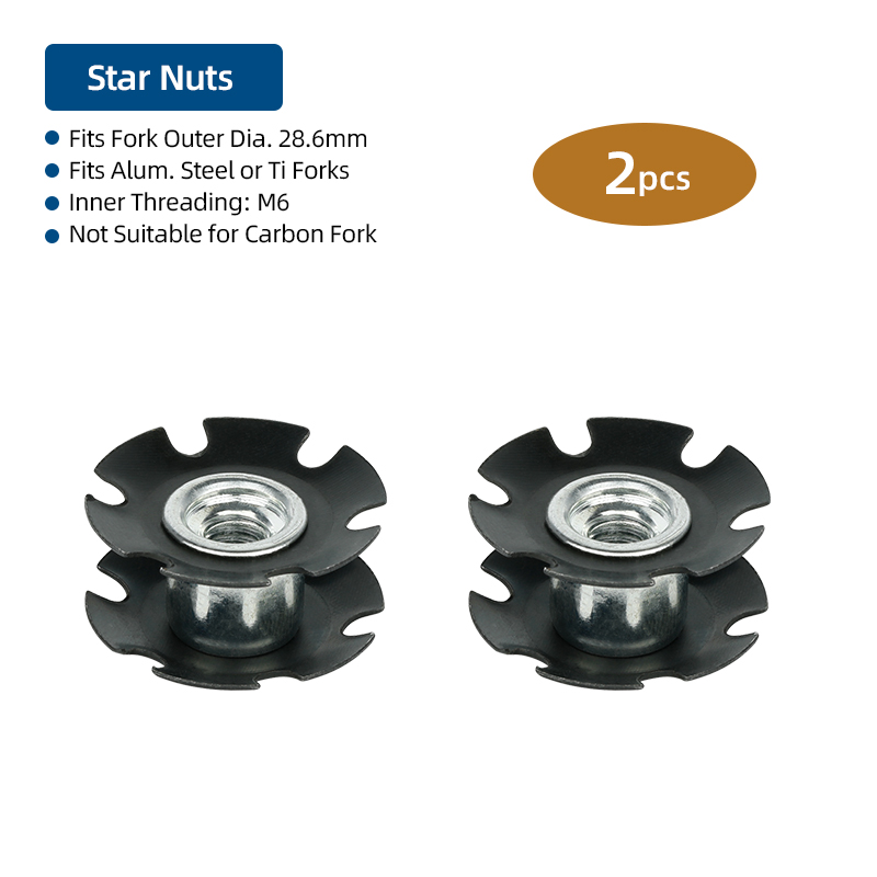 Fahrrad-Vorderradgabel-Montagekern 1 1/8 Zoll 28,6 mm Gabelanker-Headset-Sternmuttern zerschlagen in Einsätze Schüssel oben Deckel Suspension Stecker: Schwarz