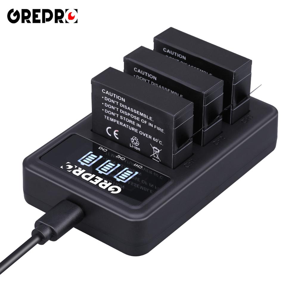 3 st 1680 mah gopro hero 4 ahdbt -401 batteri+ led 3- platser usb-laddare för gopro hero 4 gopro ahdbt -401 actionkamera batteri