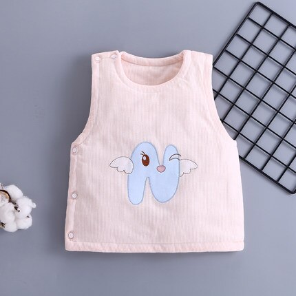 Single Breasted Baby Warm Vest Baby Cotton Vest For Boys Girls Lovely Printing Infant Outerwear 1 Piece Casual Children Clothing: pink / 24M