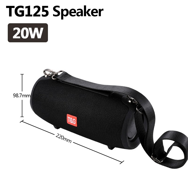 Outdoor Portable Bluetooth Speaker 20W Wireless Column Sound Box Bass Subwoofer FM Radio Boombox AUX USB PC Soundbar for Phone: Black