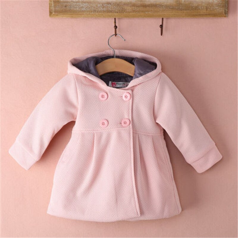 Herfst Winter Baby Kleding Leuke Baby Pea Jas Snowsuit Jacket Mooie Peuter Baby Meisje Warme Wol Blend Hooded Bovenkleding