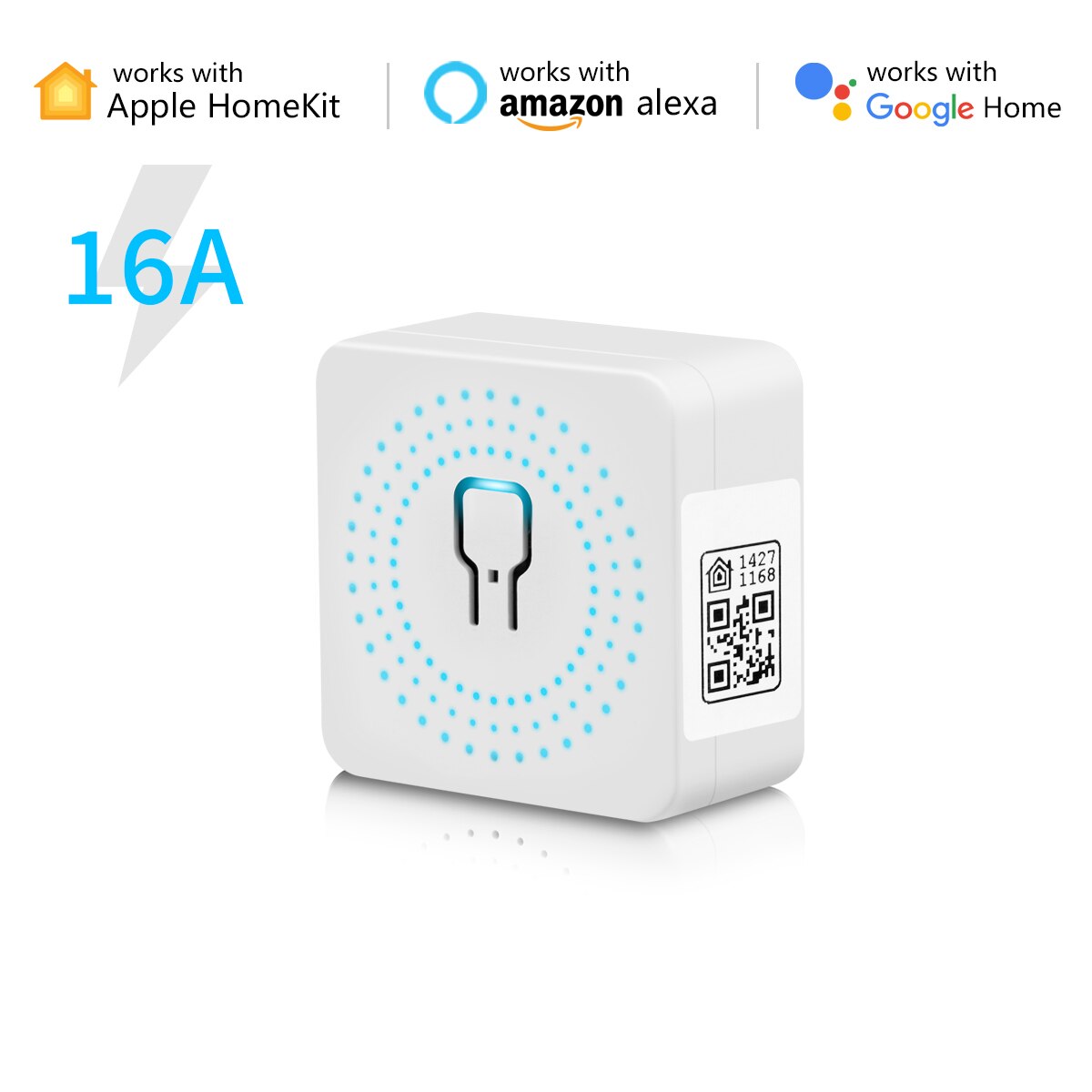 Mini homekit smart home wifi breaker hjemme diy elektrisk relæ wifi switch 16a 2- vejs trådløst automationsmodul timerstyring: 1 stk
