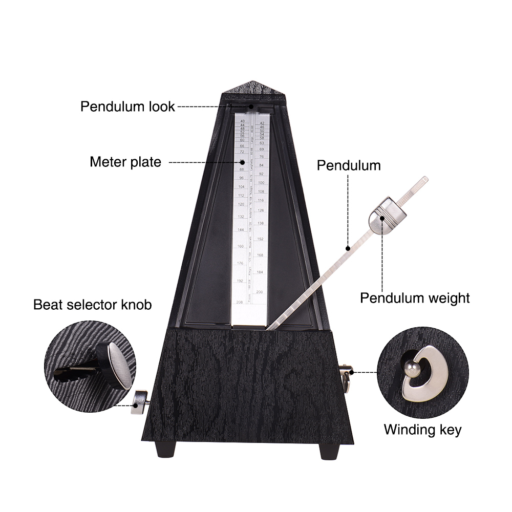 Universal Pyramid Mechanical Metronome ABS Material for Guitar Violin Piano Bass Musical Instrument Practice Tool for Beginners