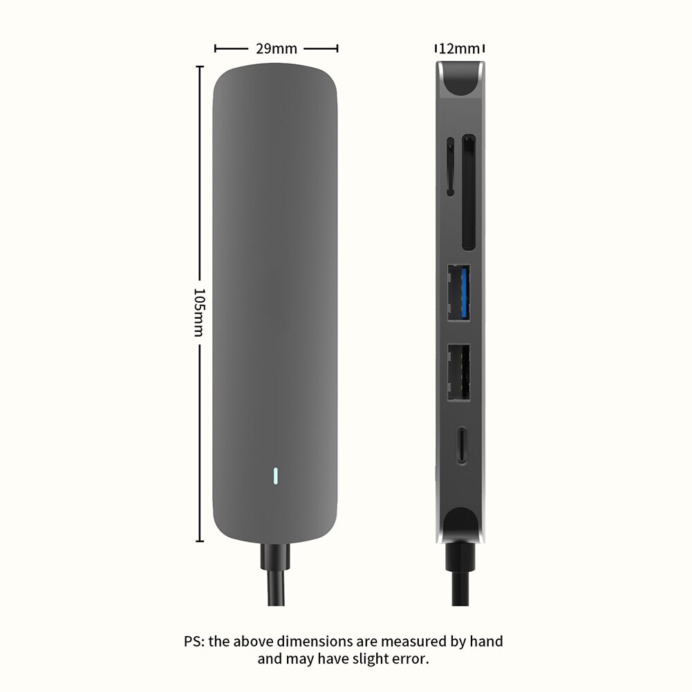 6 in 1 USB Type-C HUB Converter Docking Station USB 2.0 USB 3.0 Splitter SD TF Reader 4K HDMI 60W PD Charging Adapter