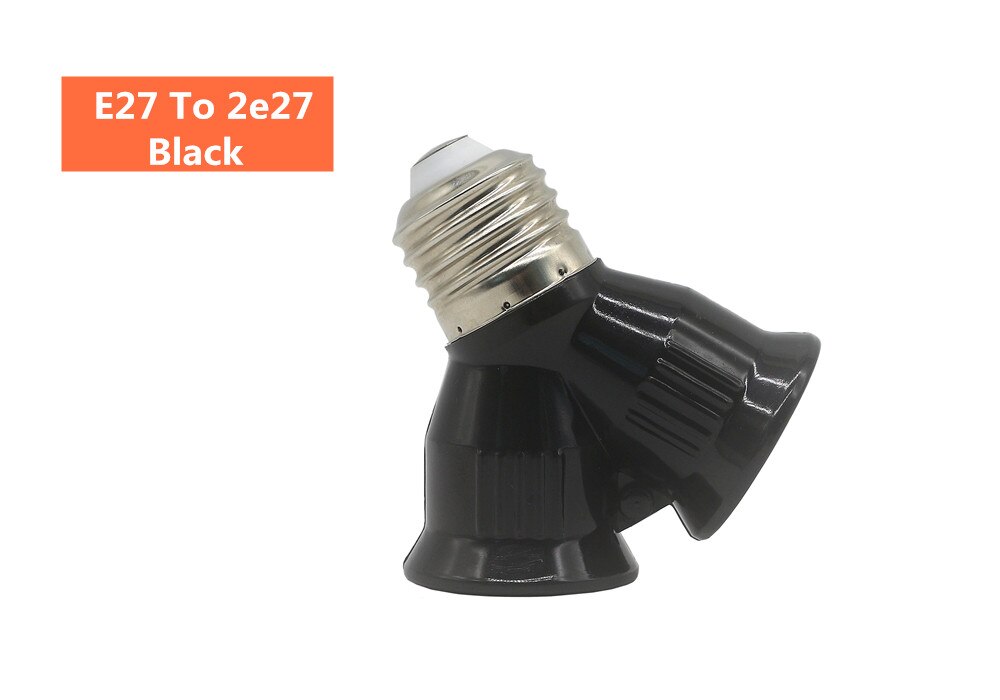 Led Lamp Bulb Base Conversion Holder Converter Socket Adapter E27 to GU10 G9 B22 E14 E12 Fireproof Material For Home &amp;Lighitng: E27 To 2E27 Black