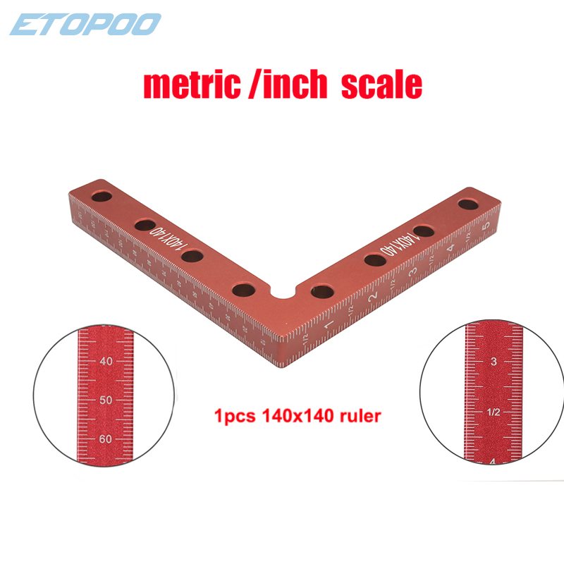 Woodworking Adjustable Corner Clamping Ruler Aluminium Alloy Right Angle Clamps L-Shaped Auxiliary Fixture Positioner Clips: 140mm rulerA