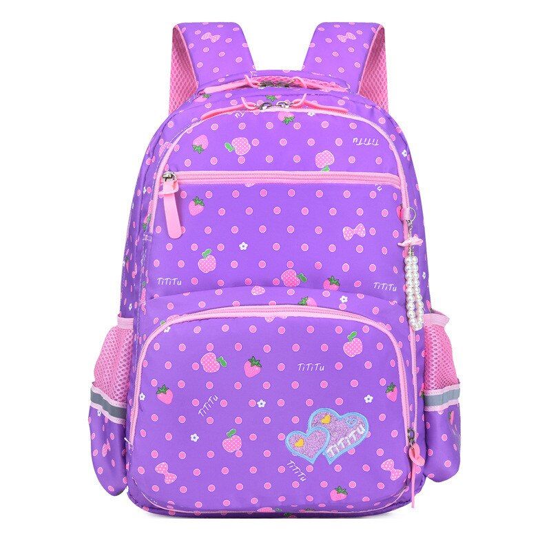 Girls Backpacks For Elementary Multi-Pocket Kids Bookbag Lovely Primary School Bags Mochilas Escolar: Purple