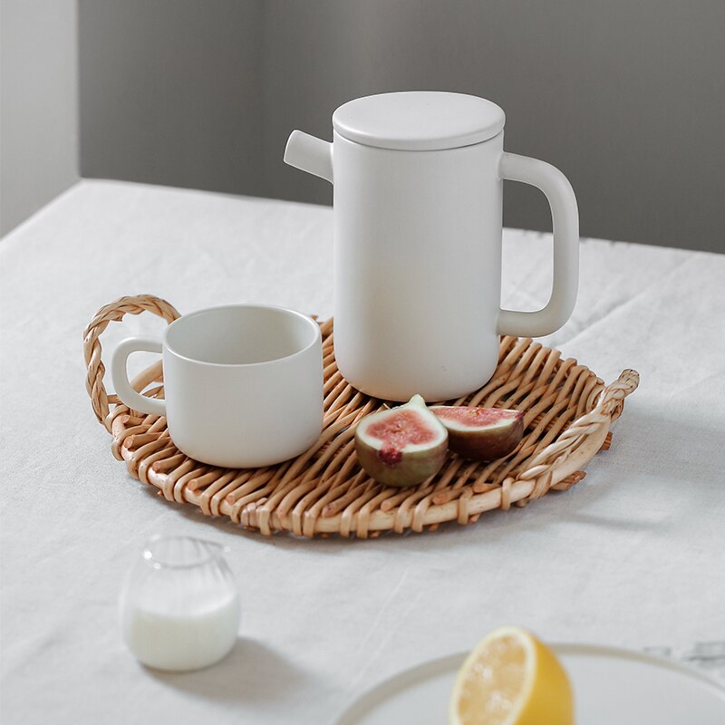 Plato de ratán hecho a mano, platos redondos de soporte para comida, plato para Sushi, fruta, tostada torta, servicio de postre, platos, comedor, decoración del hogar