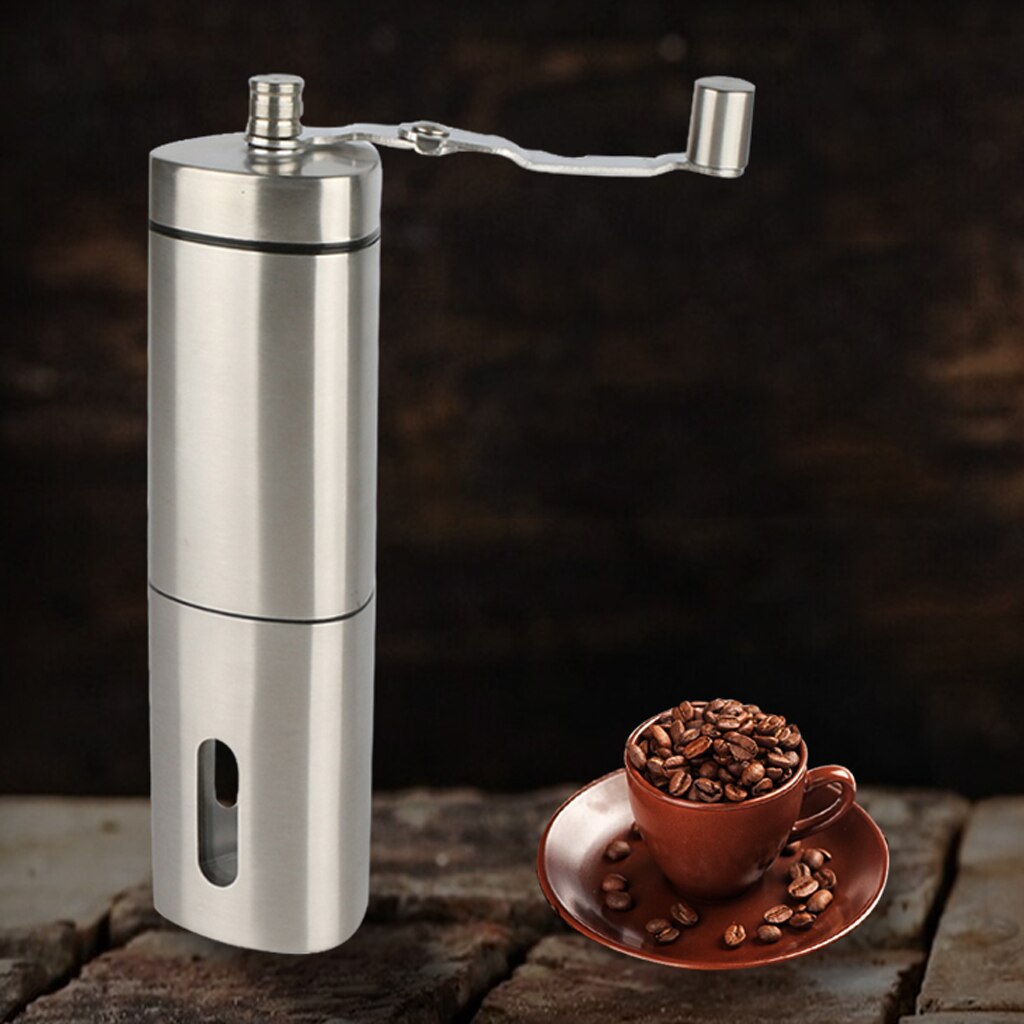 Manuel kaffekværn bærbart håndsving rustfrit stål kaffebønnefræsningsværktøj: Ikke gennemsigtig
