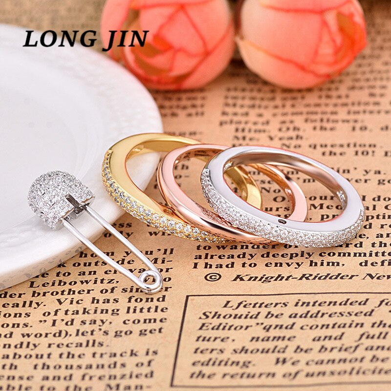 Europa en de verenigde staten zirkoon pin ring trend persoonlijkheid ring vrouwelijke zilverkleurige verwijderbare ring sieraden