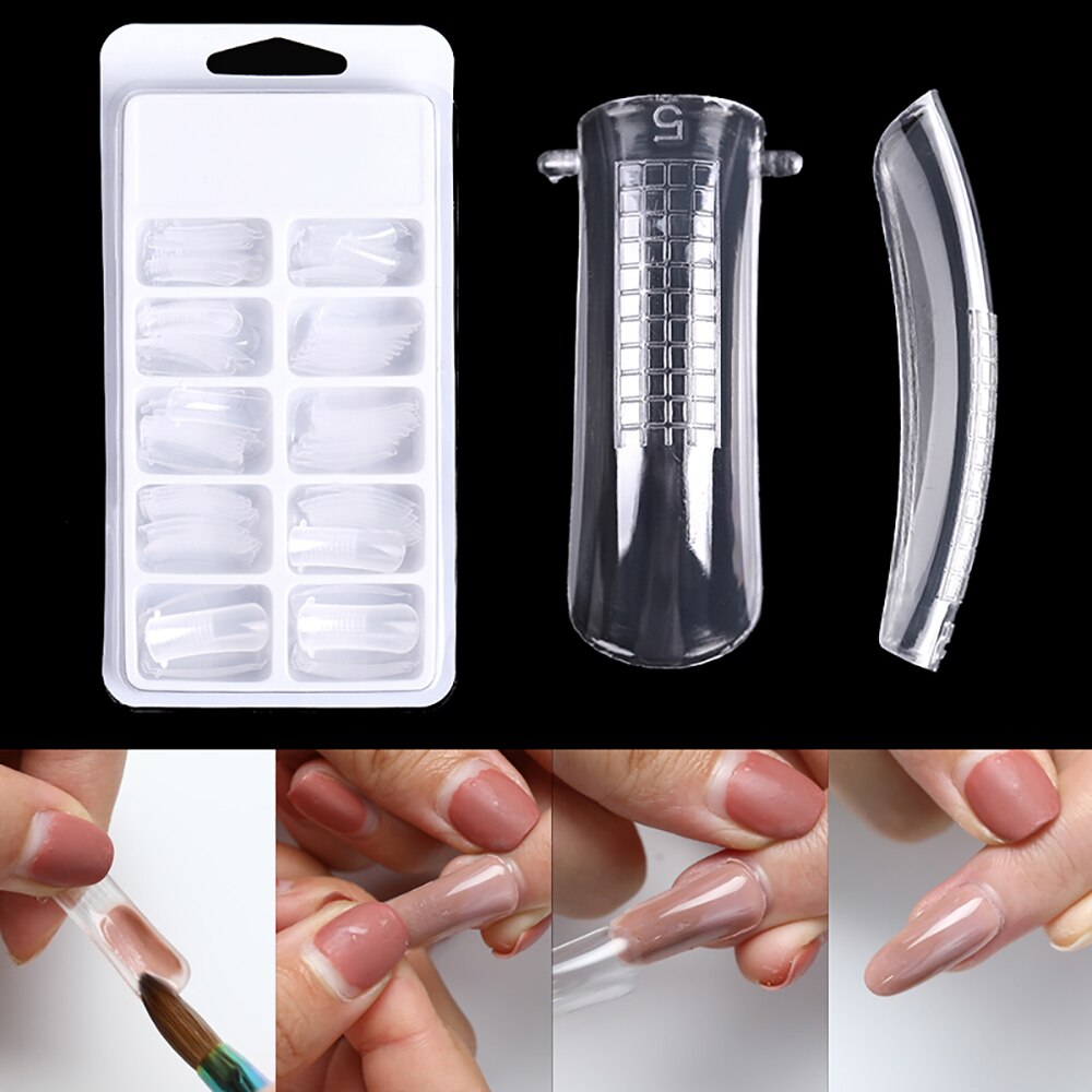 Uñas postizas transparentes, accesorios para manicura y herramientas, funda completa de uña, equipo de arte para construcción rápida, herramienta de maquillaje para extensión de dedos, 20 Uds.