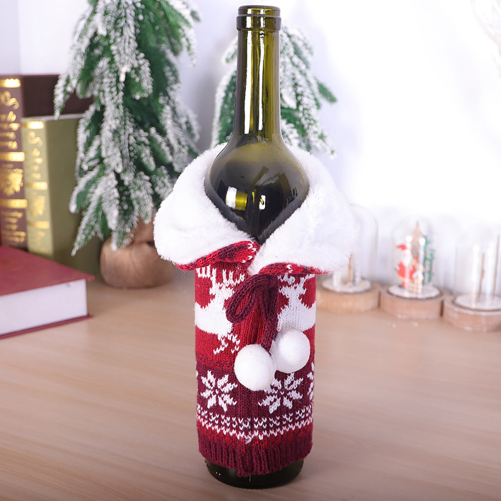Łoś bożonarodzeniowy sweter pokrowiec na termofor robić wina, wielokrotnego użytku pokrowiec na termofor robić wina na przyjęcie świąteczne dekoracja stołu świątecznego, A