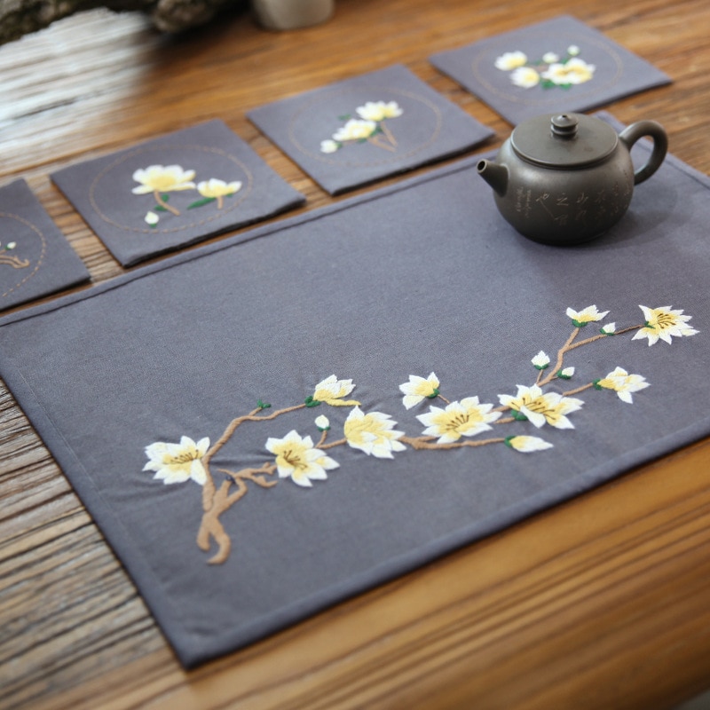 Gör-det-själv-band blommor broderi bordstablett underlägg för nybörjare handarbetssatser korsstygn serie konst hantverk gör-det-själv material kit: 5