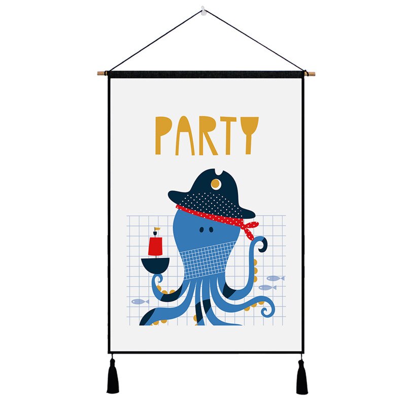 Cute Cartoon Character Nordic Tapestry Hanging Wall Picture Cotton Cloth Art Beautiful Apartment Dorm Living Room Decoration