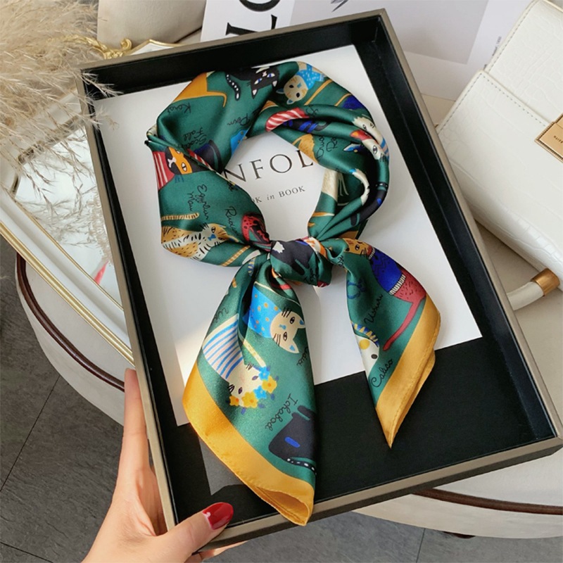 Luxo xale de seda lenço quadrado para mulheres cetim moda envolve lenço feminino faixas de cabelo fita bandana mulher hijab