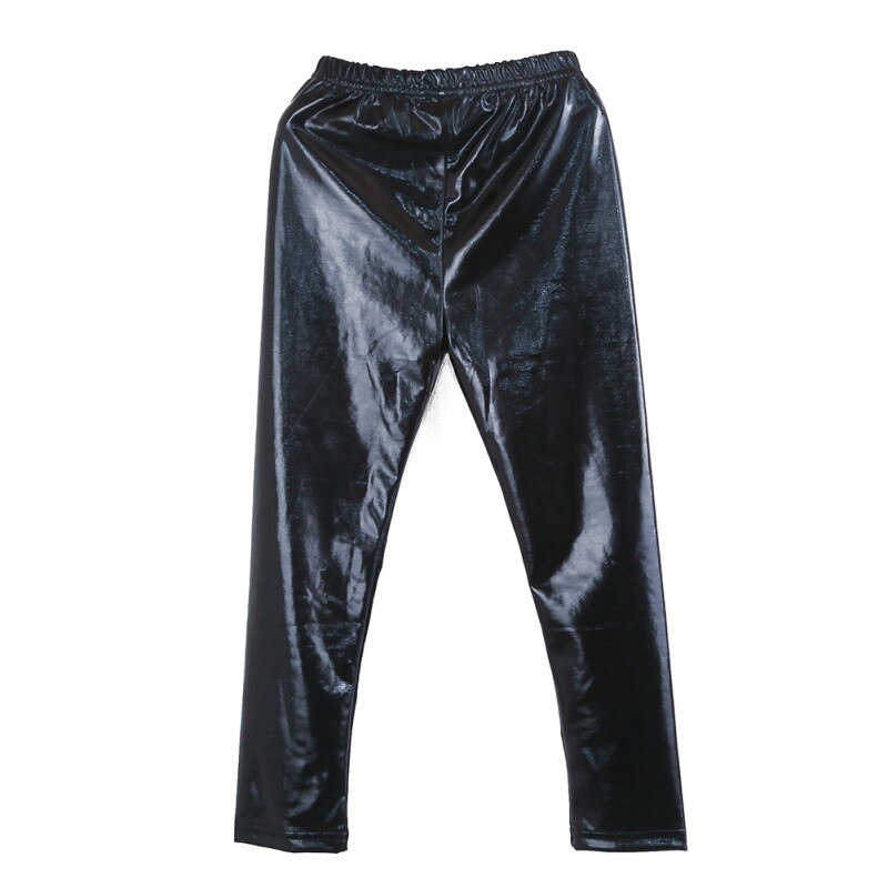 Baby jenter bukser små barn metallic elastiske leggings ankellange bukser passende barneklær: Svart / 4t