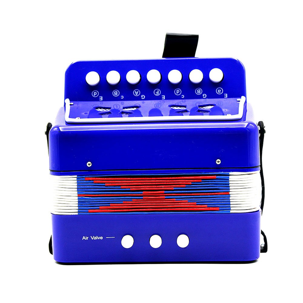 Enfants enfants 7 touches 2 basse Mini petit accordéon éducatif Instrument de musique rythme bande jouet: Bleu
