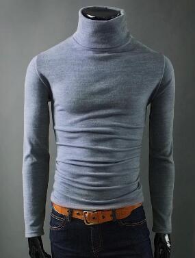 Herfst Heren Truien Casual Mannelijke Coltrui Man Zwarte Solid Truien Slim Fit Kleding Trui: Light grey / XL