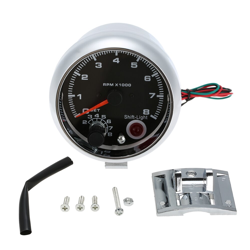 Universele 12V Auto 3.75 "Toerenteller Tacho Gauge Met 7 Led Kleuren Shift Light 0-8000 Rpm