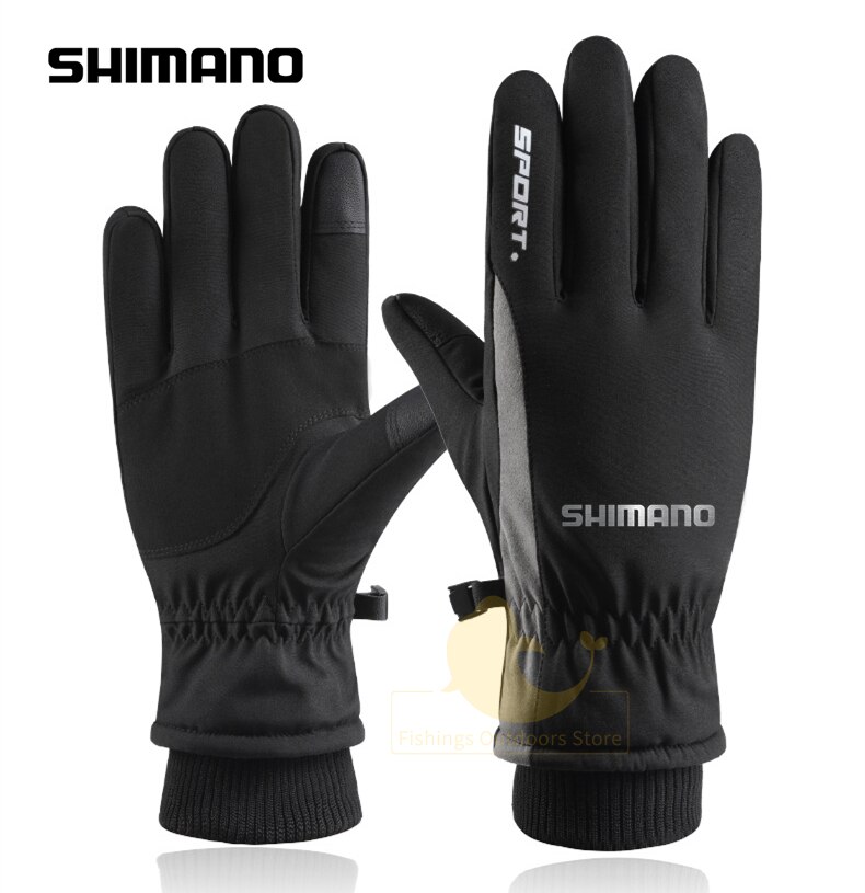 Shimano-guantes cálidos de ciclismo para hombre, manoplas de invierno para deportes al aire libre, esquí, pesca, pantalla táctil, antideslizantes, resistentes al viento e impermeables, novedad