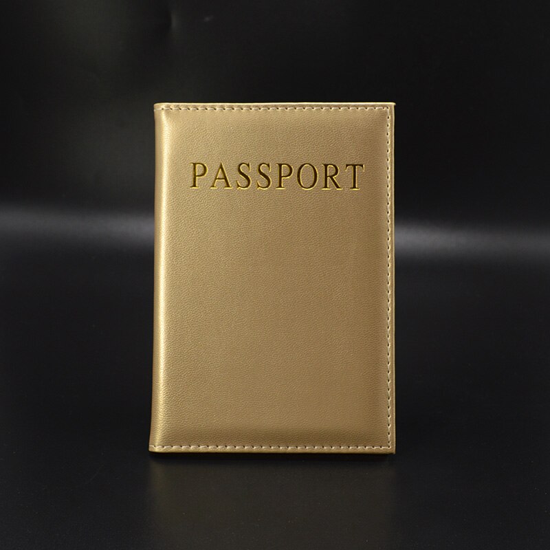 Travel Women Passport Cover Cute Top Leather Pu Passport wallet and case pochette passeport uk russia: Gold