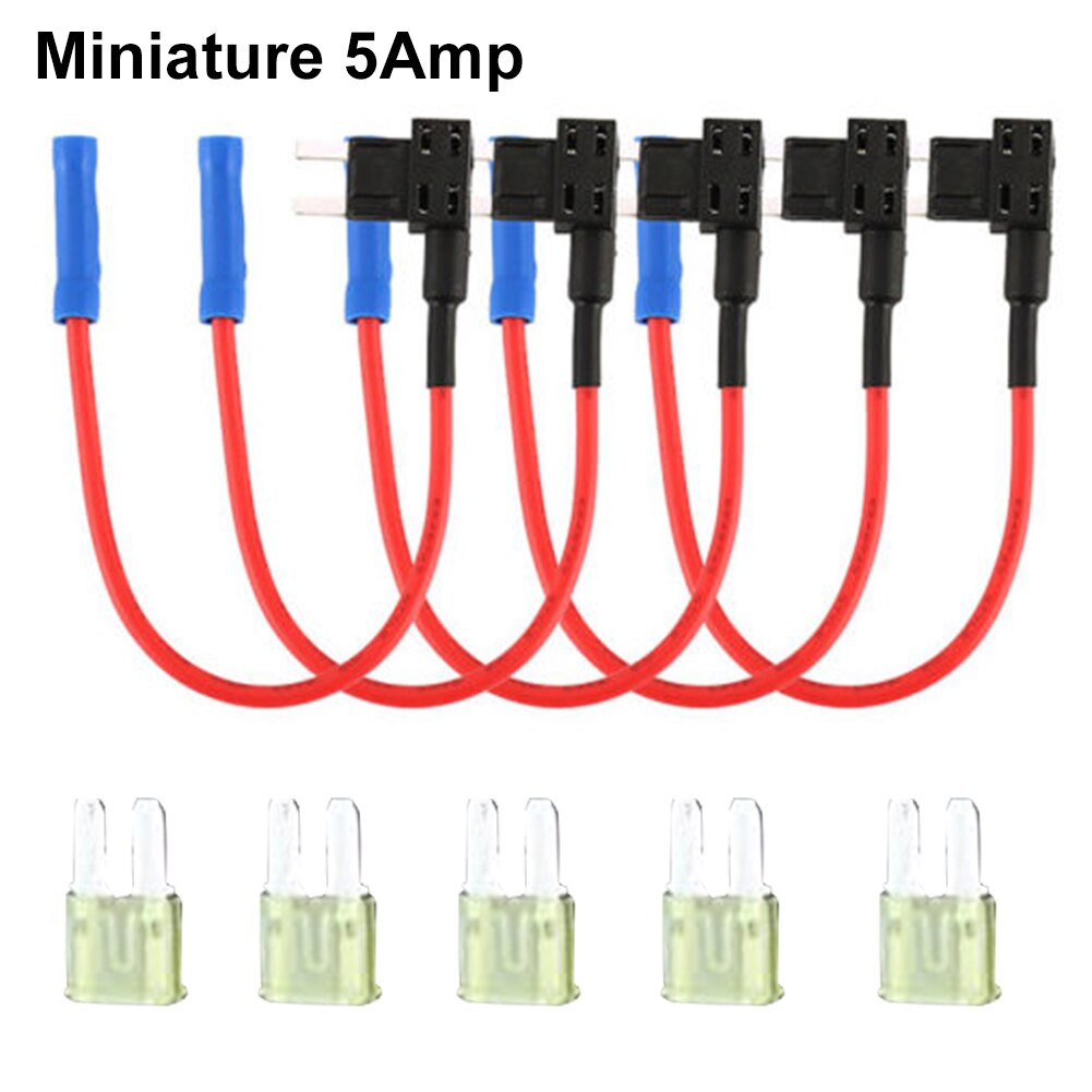 5Pcs Mini Micro Auto Apm Tap Add-A-Circuit Blade Fuse Holder Atm Auto Adapter