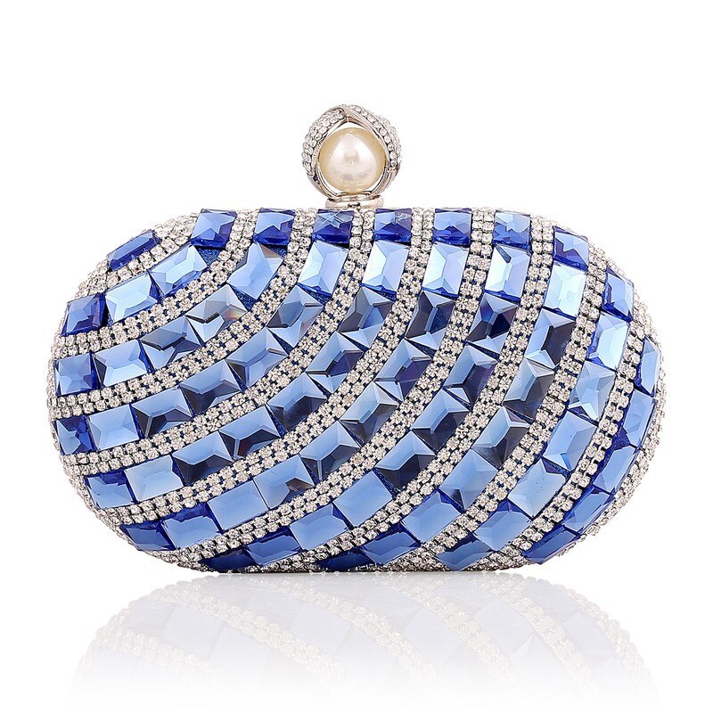 Diamond Evening Clutch Bag For Women Luxury Glass Drill Clutch Purse Chain Shoulder Bag Small Clutches Ladies Party Handbag: Blue