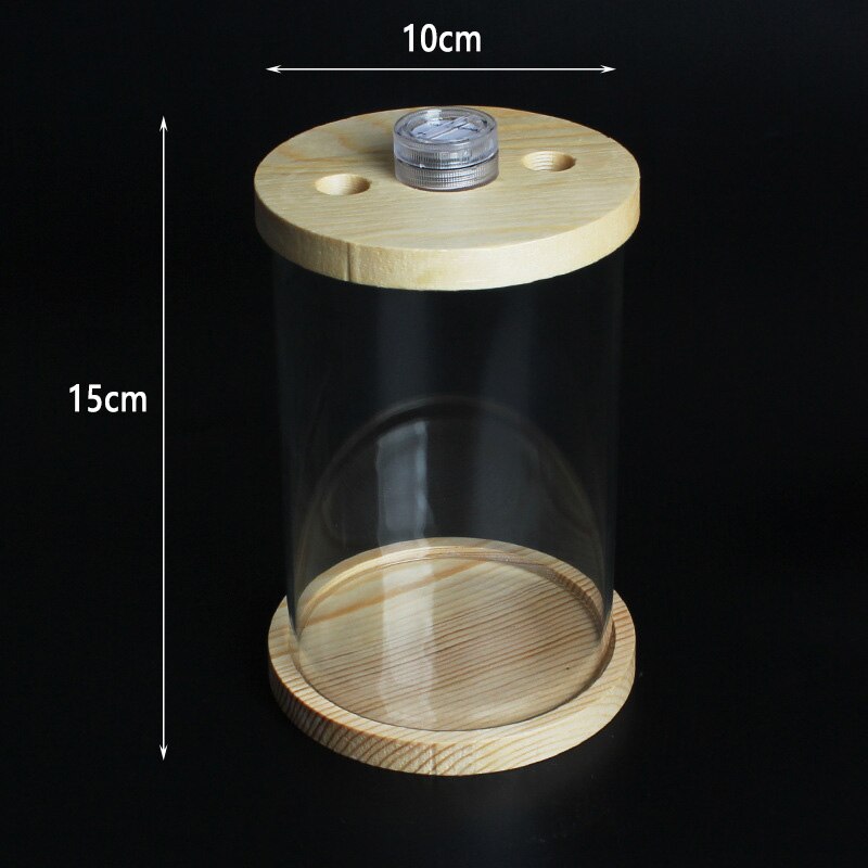 Wood High-strength Glass Small Aquarium Round Fish Tank Lazy Desktop Fish Tank Aquarium Fighting FishBowl Solid LED