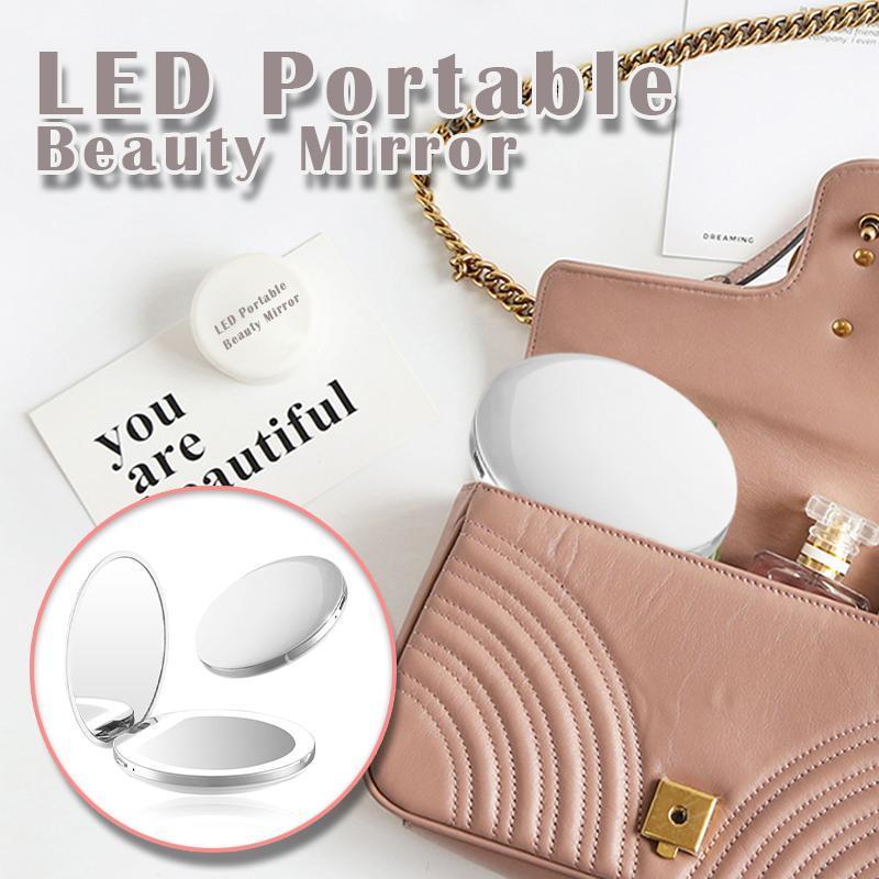 LED Lighted Travel 10X Makeup Mirror