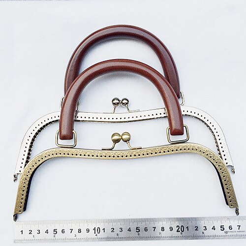 26 cm big size metal purse frame sluiting met hout handvat DIY meisje vrouwen handtas accessoires 2 stks/partij